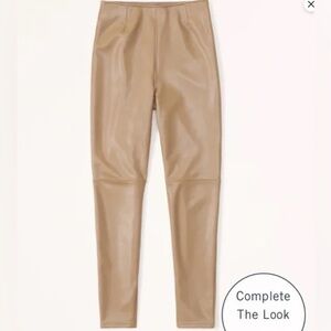 NWT Abercrombie & Fitch Vegan Leather Leggings Skinny PetitePant in Bro…